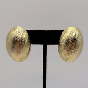 VINTAGE Textured Metal Domed Oval Earrings